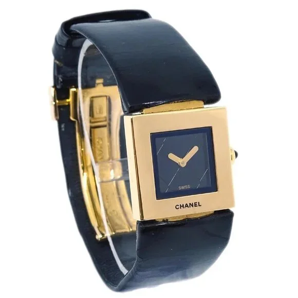 Chanel Matelasse Watch 18KYG Black C.D.35898 Chanel Matelasse Watch | eBay main image 2